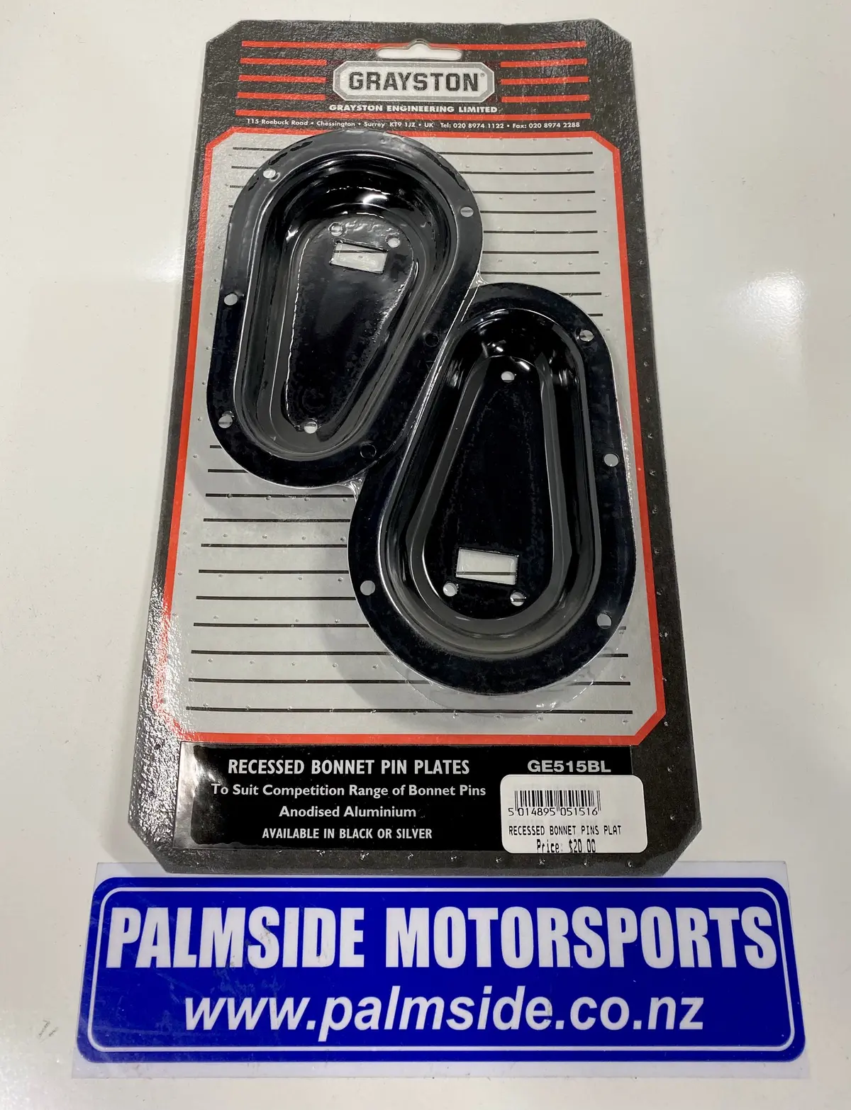 Grayston Recessed Bonnet Pin Plates - Black 1