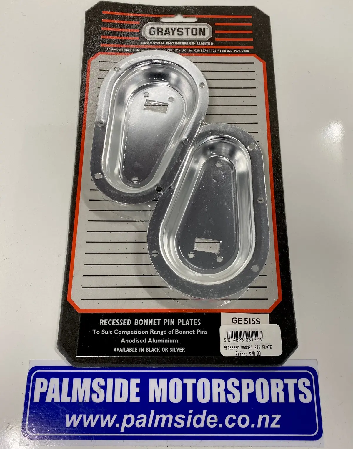 Grayston Recessed Bonnet Pin Plate - Silver 1