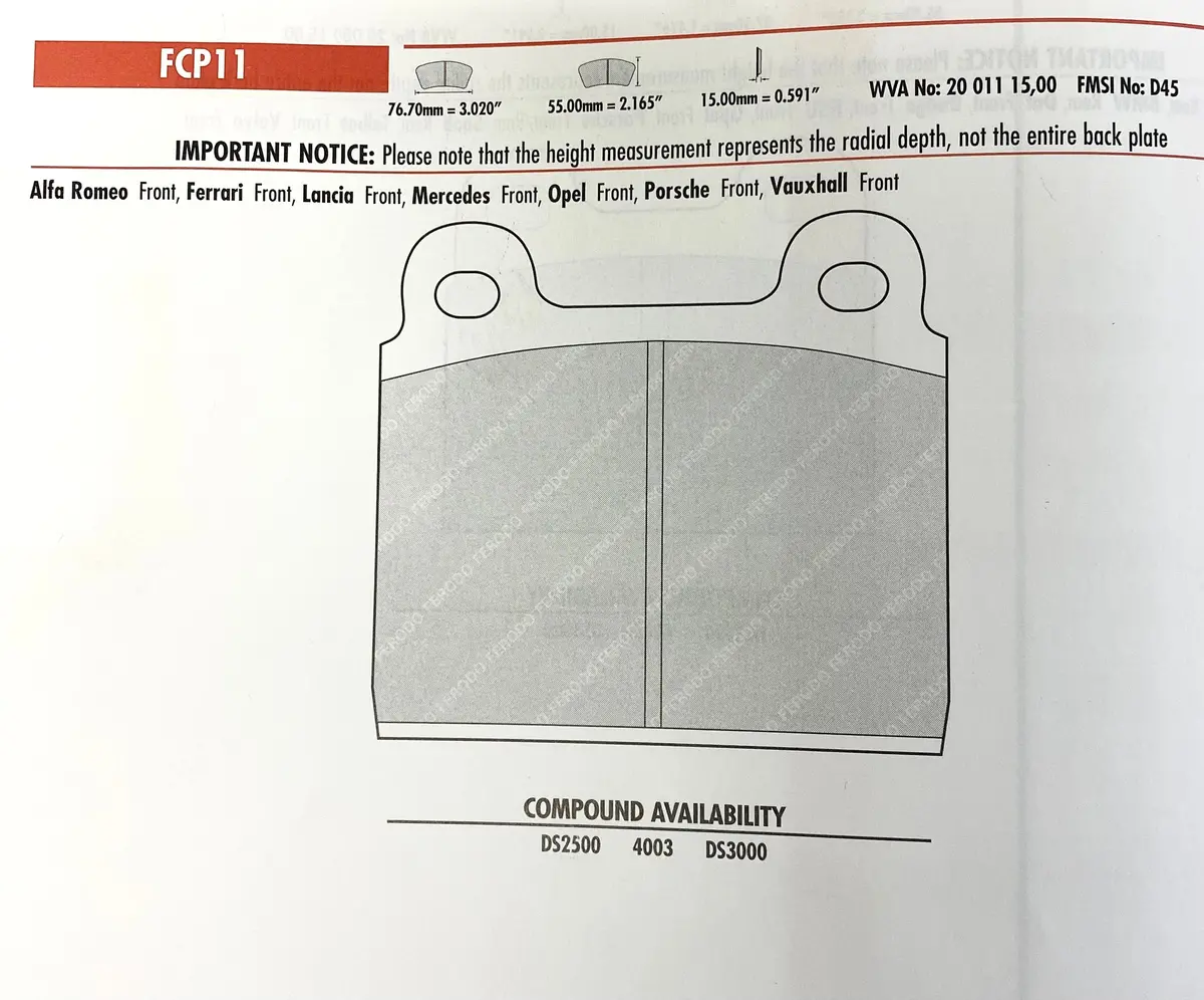 Ferodo Fcp11c Brake Pads 4003 1
