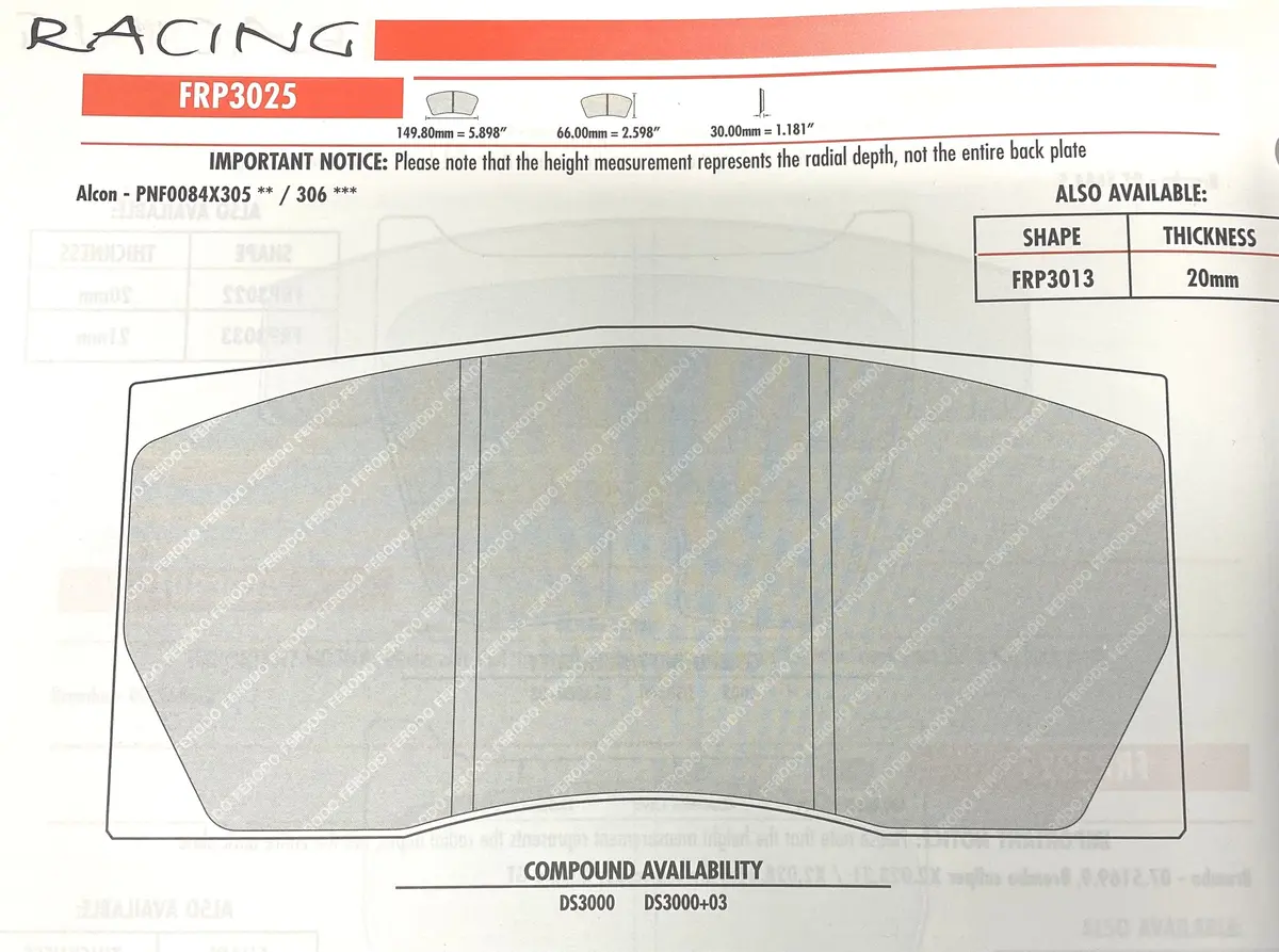 Ferodo Frp3025r Brake Pads Ds300 1