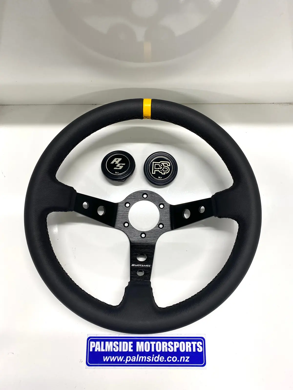 Motamec Rally Steering Wheel 350Mm Deep Dish Black Leather Rs 1