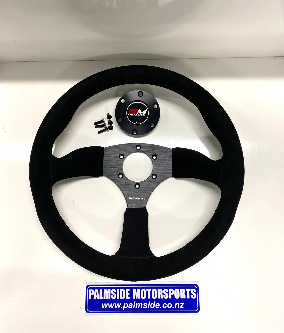 Motamec Rally Steering Wheel Semi Deep Dish 350Mm Black Suede 1