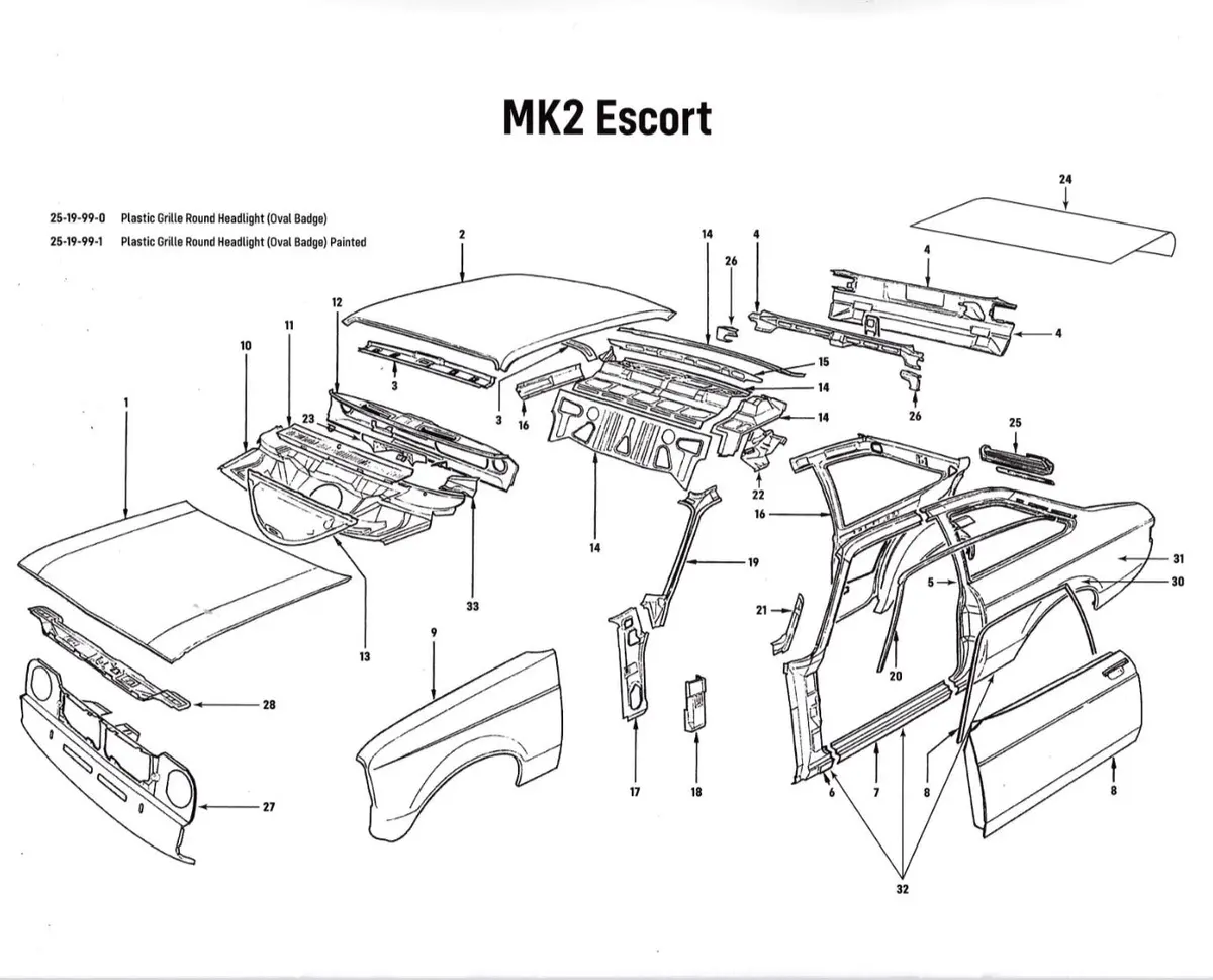 Ford Escort Mk2 Body Panels 1