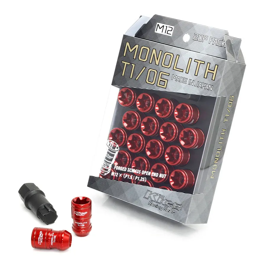 Project Kics Monolith Ti/07 Lug Nuts - 14X1.5 (Red) 1