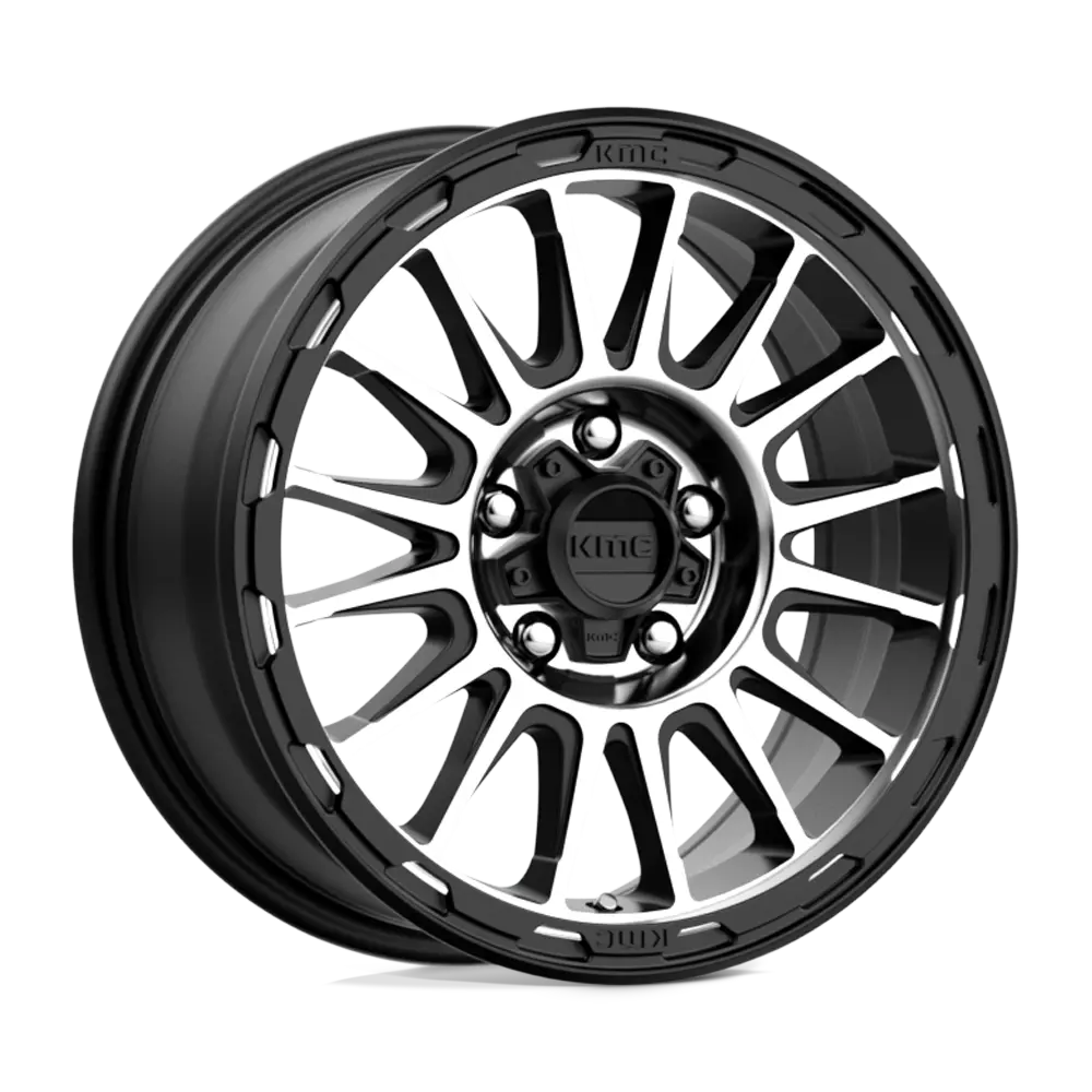 16X7 Satin Black Machined 30Mm Kmc Wheel 1