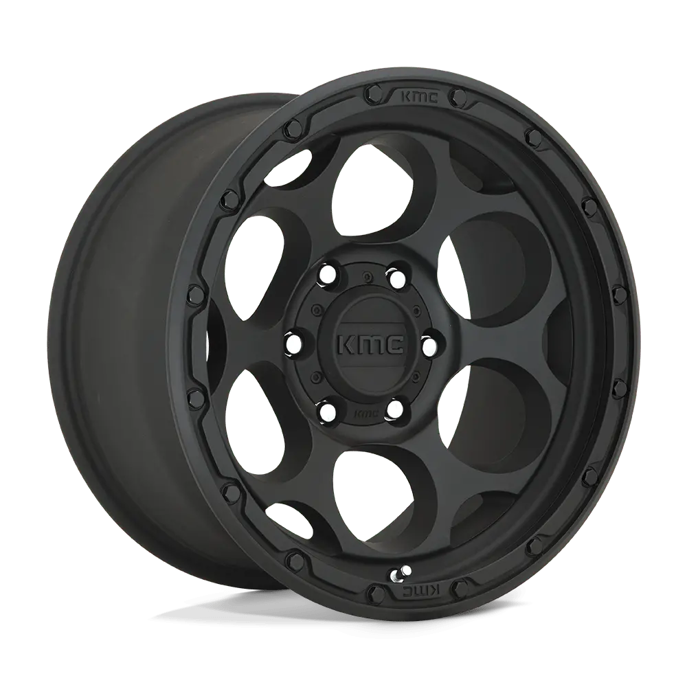 18X8.5 Textured Black 18Mm Kmc Wheel 1