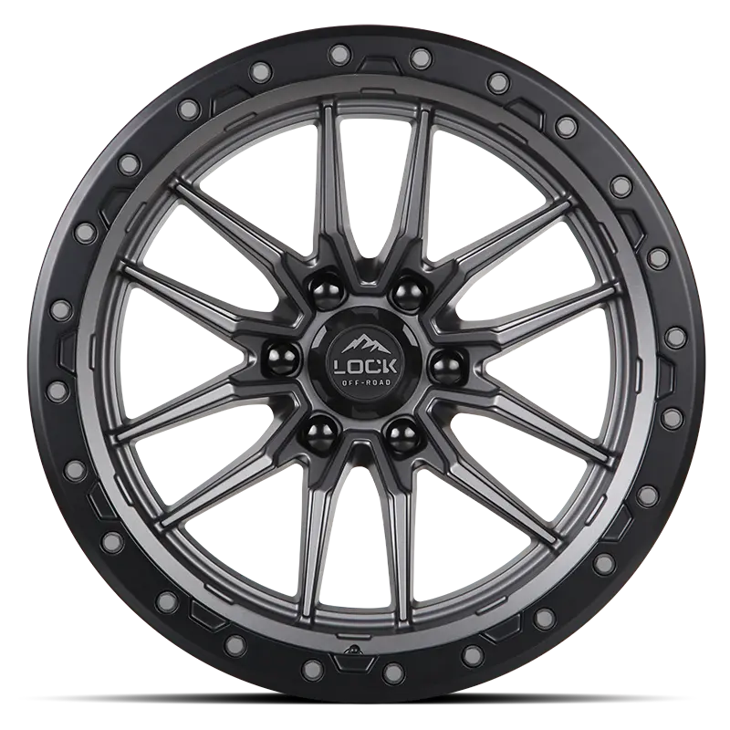 20X10 Lock Offroad Krawler Matte Gray W/ Matte Black Ring | 8X170 | -18 Et | 125.2Mm Hub | Fits Ford F-250/F-350 Super Duty (2017–2024) 1