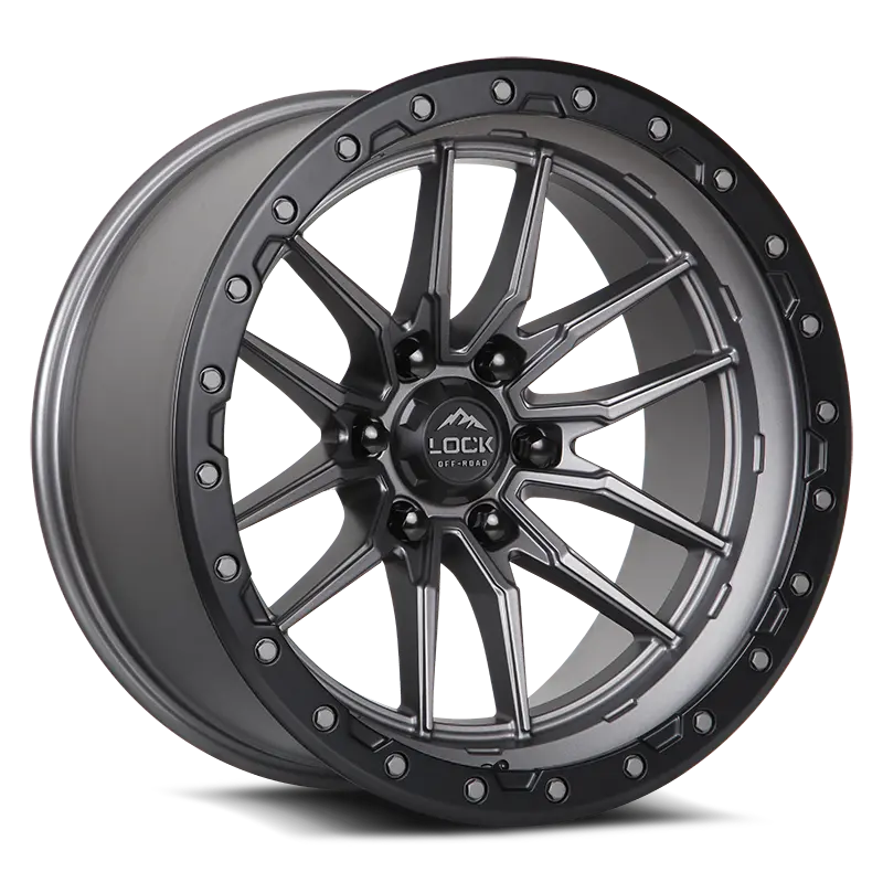 20X10 Lock Offroad Krawler Matte Gray W/ Matte Black Ring | 8X180 | -18 Et | 124.3Mm Hub | Fits Chevy Silverado 2500Hd (2020–2024), Gmc Sierra 2500Hd (2020–2024) 1