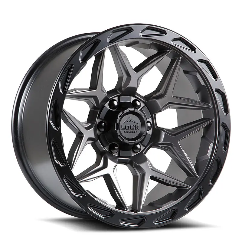20X9 Lock Offroad Matrix Matte Gray W/ Matte Black Ring | 6X135/6X139.7 | 0 Et | 106.2Mm Hub | Fits Ford F-150 (2015–2024), Toyota Tacoma (2016–2024) 1