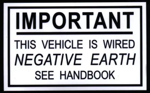 Ford Escort Mk1 "Negative Earth" Sticker 1