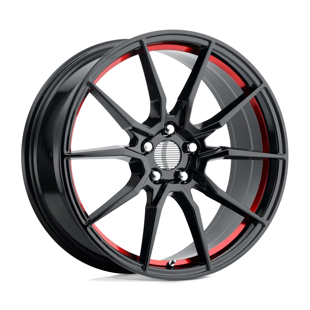 20X10 Gloss Black Red Machined 40Mm Performance Replicas Wheel 1