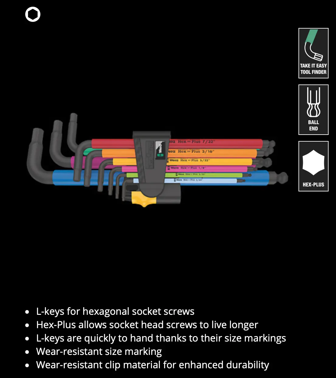 Wera 950/9 Hex-Plus Multi Color Imperial 2 L-Key Set, Imperial, Blacklaser, 9 Pieces 1