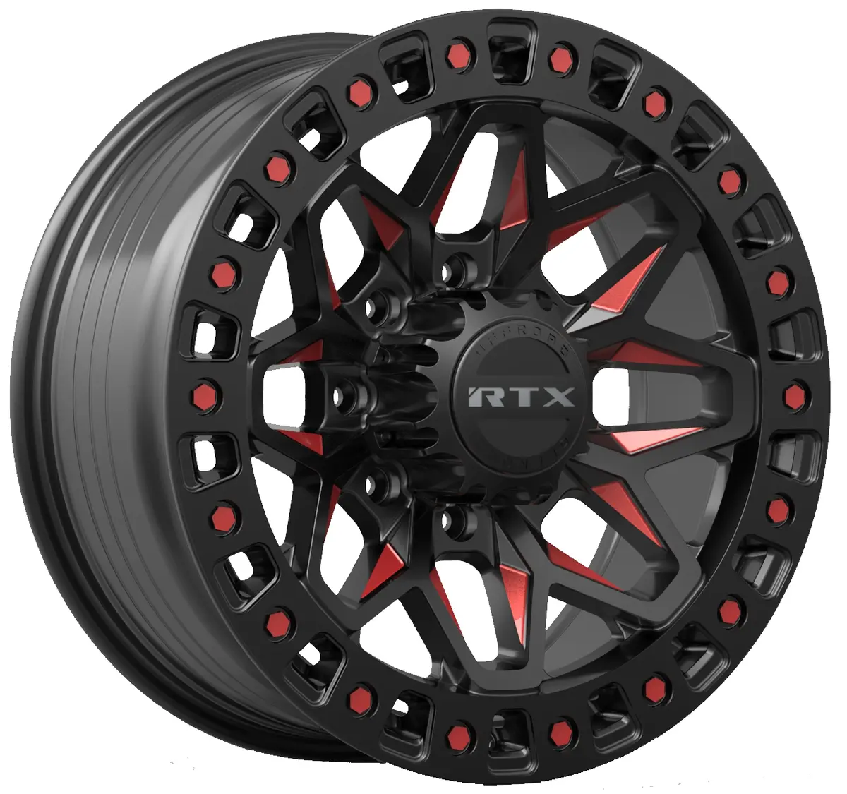 18X9 Gloss Black Milled Red Wheel – Rtx Zion 083282 – 8X180 Et20 Cb125 – Fits Chevy Silverado 2500Hd 2011–2024, Gmc Sierra 2500Hd 2011–2024 1