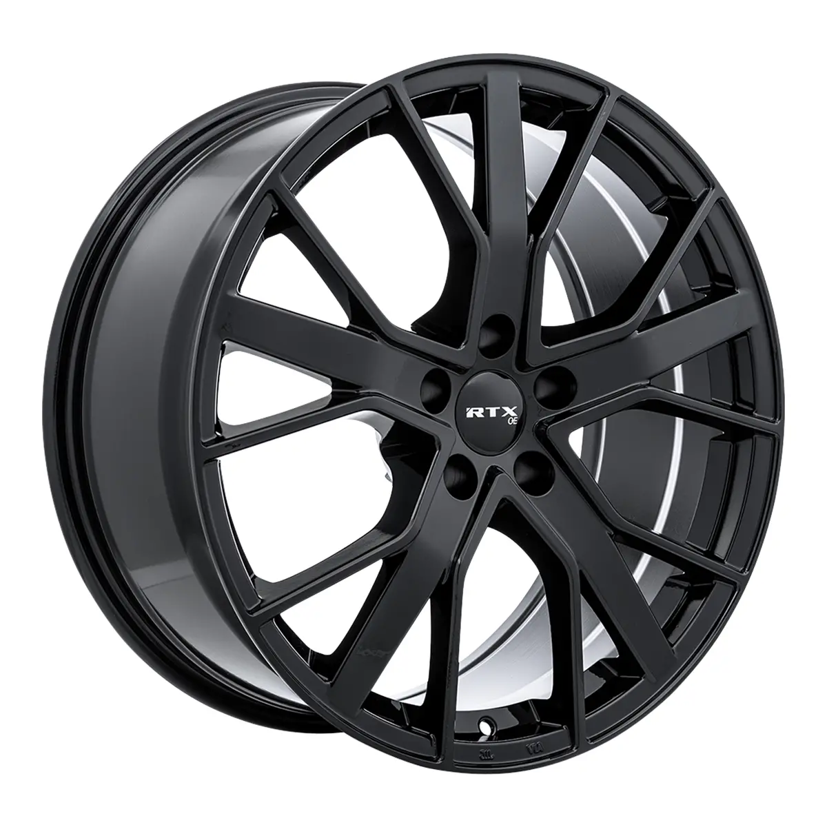 RTX Brumen 19x8.5 Gloss Black Alloy Wheel – 5x112 Bolt Pattern, ET35 Offset, 66.6mm Center Bore – Compatible with Audi A4 (2009–2024) and Mercedes-Benz C-Class (2008–2024)