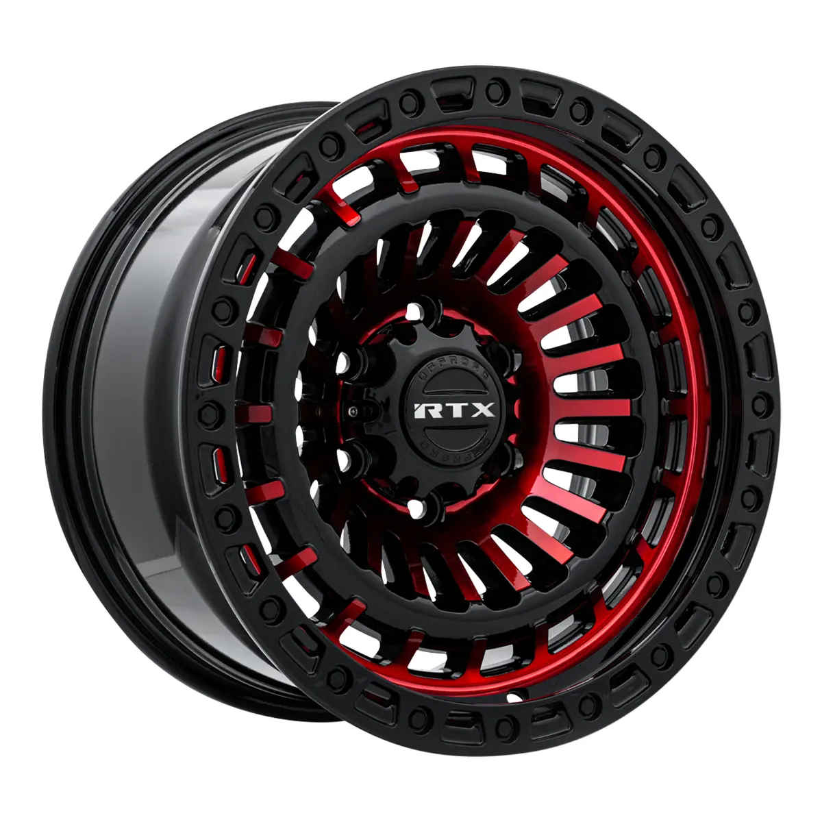 18X9 Alloy Wheel - Rtx Moab 083096 Gloss Black Machined Red , With 5X127 Bolt Pattern , -15.0 Offset , 71.5 Hubbore  For Jeep Gladiator  2022-2024 1
