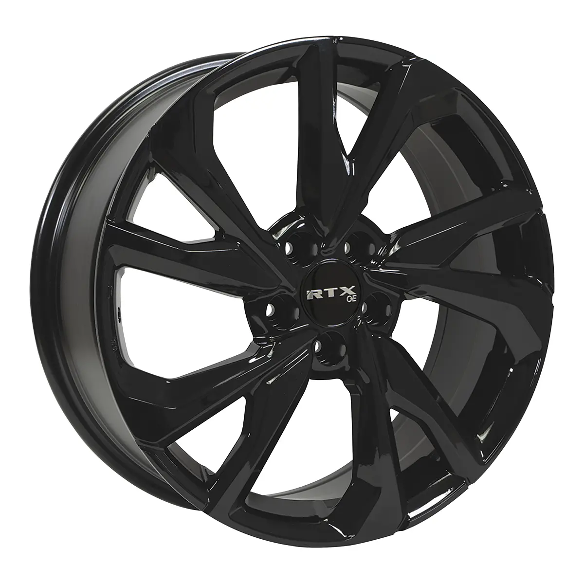 17X7.5 Alloy Wheel - Rtx Nikko 082233 Gloss Black , With 5X114.3 Bolt Pattern , 42.0 Offset , 64.1 Hubbore Honda Pilot 1