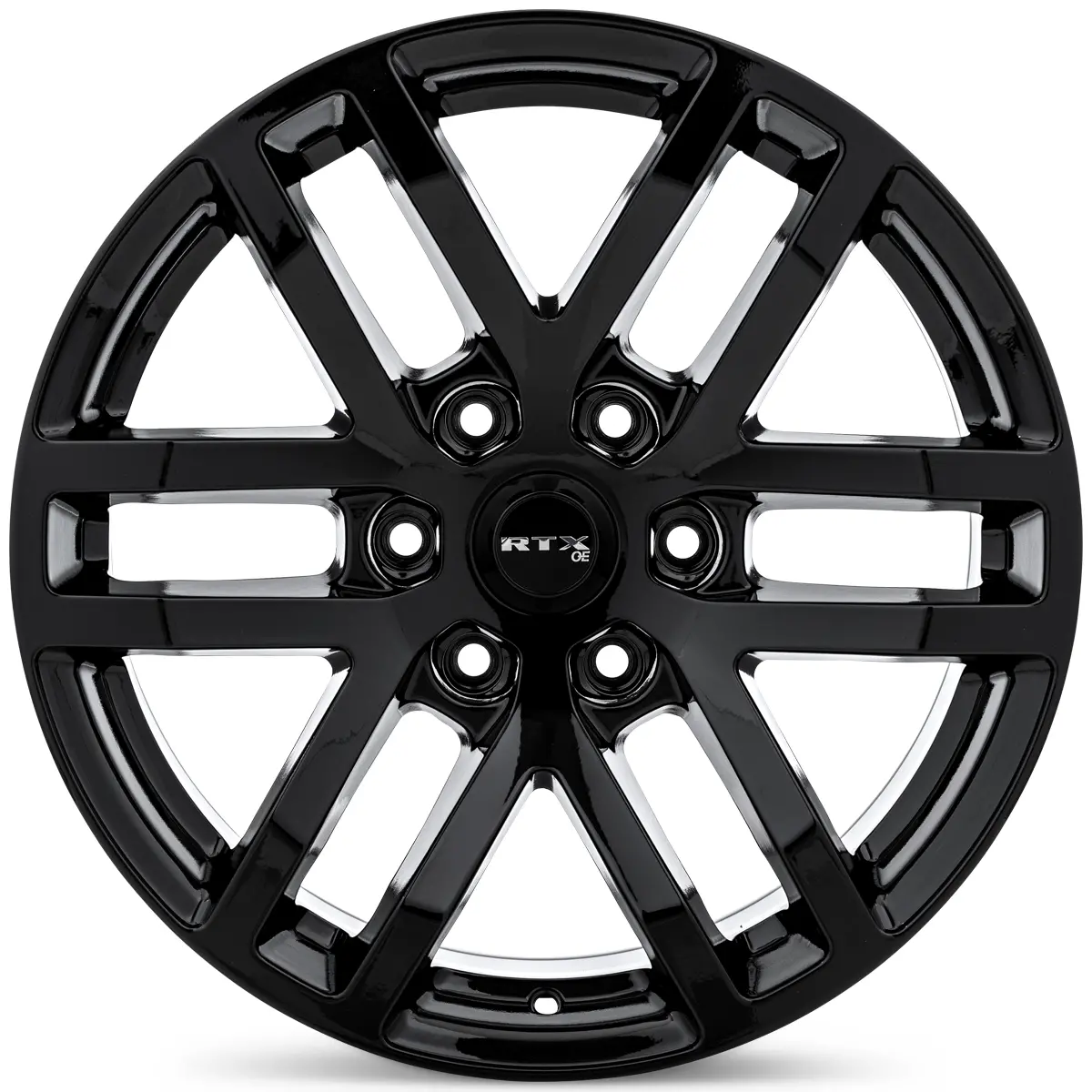 17X8.5 Alloy Wheel - Rtx Oak 082874 Gloss Black , With 6X135 Bolt Pattern , 30.0 Offset , 87.1 Hubbore For Ford F-150 2017-2024 2