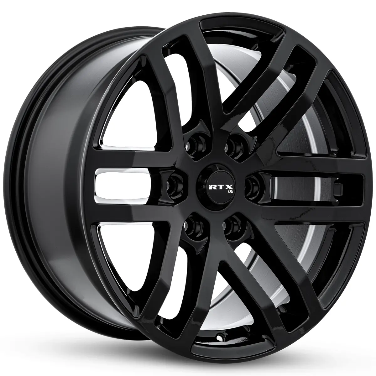 17X8.5 Alloy Wheel - Rtx Oak 082874 Gloss Black , With 6X135 Bolt Pattern , 30.0 Offset , 87.1 Hubbore For  Ford F-150 2017-2024 1