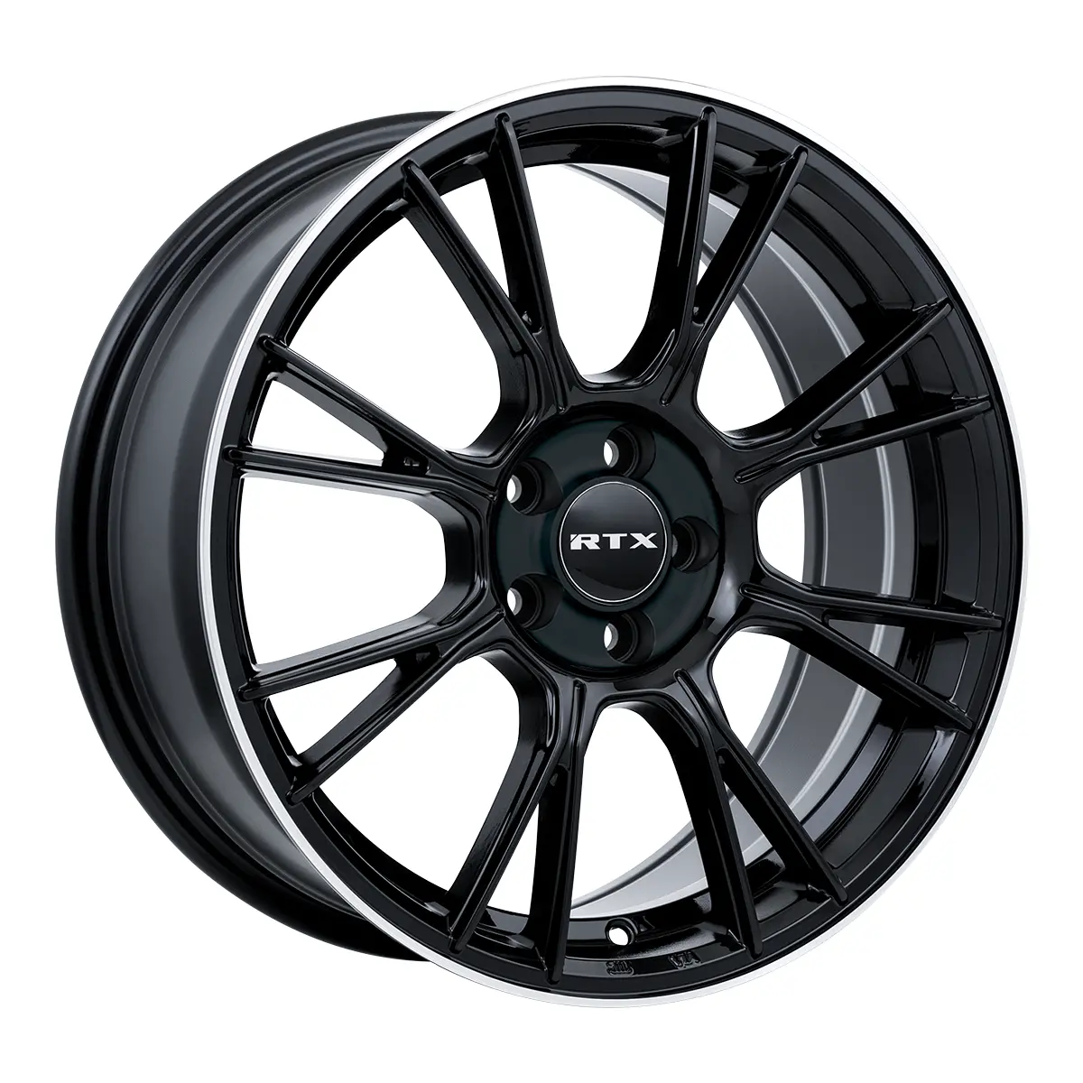 17X7.5 Alloy Wheel - Rtx Vapor 082078 Black With Machined Lip , With 5X114.3 Bolt Pattern , 40.0 Offset , 73.1 Hubbore  Nissan Sentra 2023-2024 1