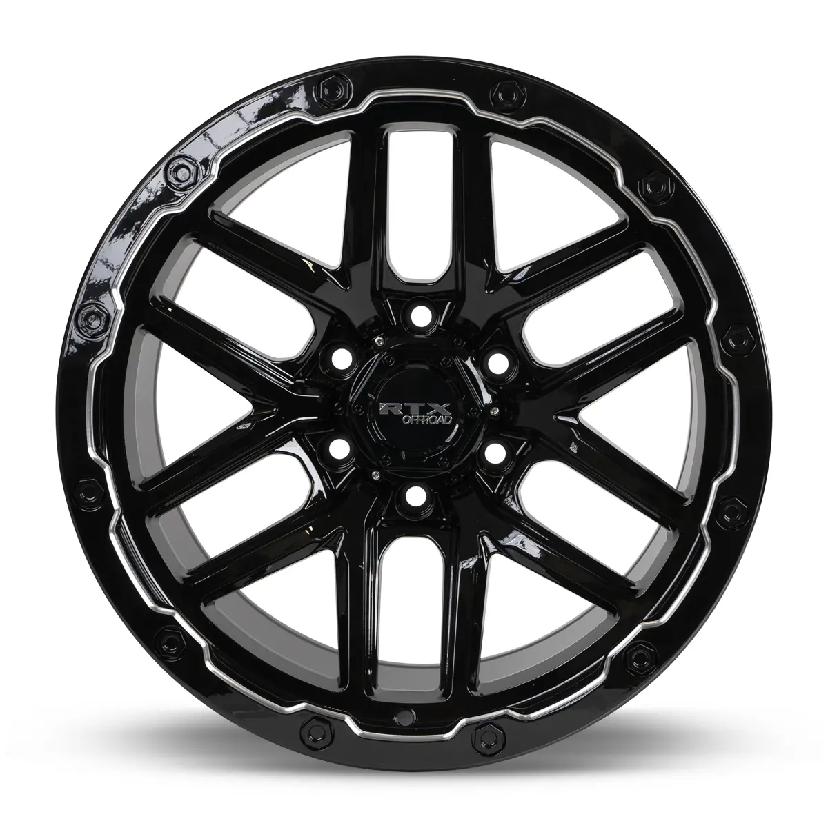 18X9.5 Alloy Wheel - Rtx Volcano 082978 Gloss Black Milled Edge , With 6X139.7 Bolt Pattern , -10.0 Offset , 106.1 Hubbore For Chevrolet Suburban 2023-2024 2