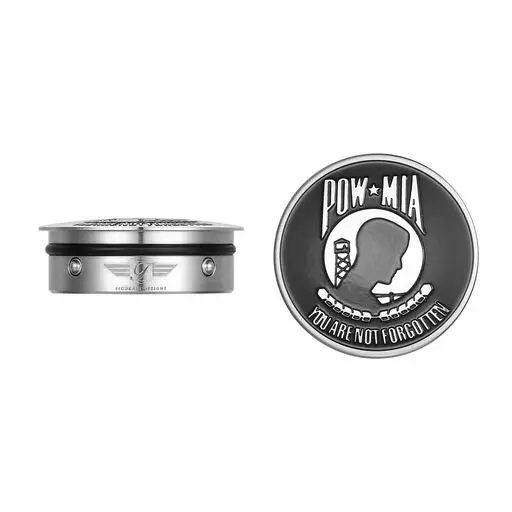 Figurati Designs Harley-Davidson Stainless-Steel / Black Custom Swing Arm Covers Pow You Are Not Forgotten 1