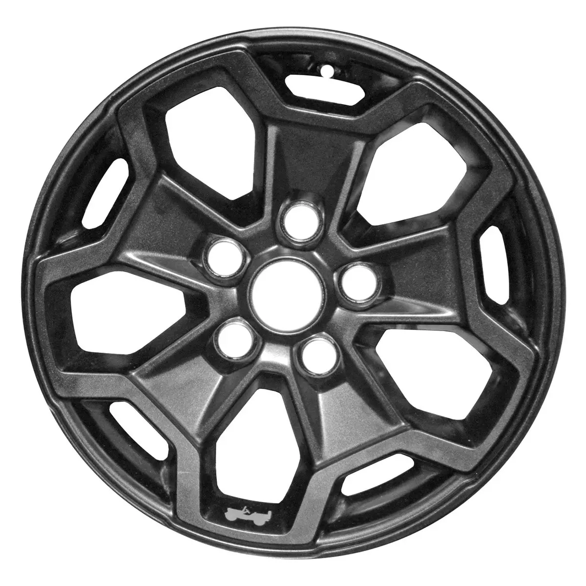 17 X 7.5 Alloy Remanufactured Wheel With 5 X 127 Bolt Pattern | Oem Factory Replacement Rim | Jeep Wrangler 2023 - Painted Satin Black With Dark Gray Sticker | Painted Satin Black With Dark Gray Sticker 1