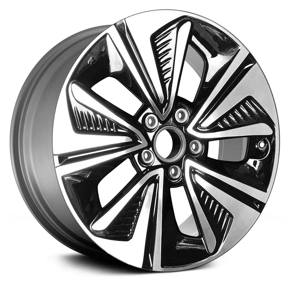 17 X 7 Alloy Remanufactured Wheel With 5 X 114.3 Bolt Pattern | Oem Factory Replacement Rim | Honda Civic 2016-2017 - Machined And Gloss Black | Machined And Gloss Black 1