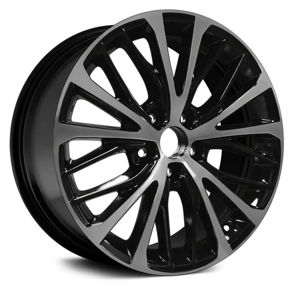 18 X 8 Alloy Replica Wheel With 5 X 114.3 Bolt Pattern | Oem Factory Replacement Rim | Toyota Camry 2018 - Gloss Black With Machined Accents | Gloss Black With Machined Accents 1
