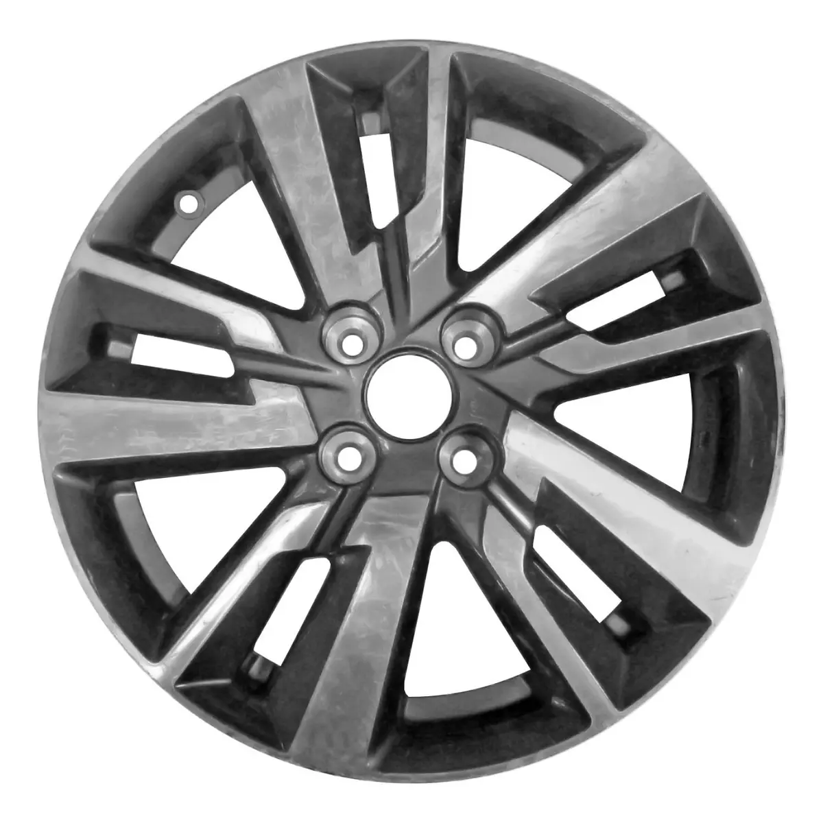 16" X 6" Alloy Replica Wheel With 4 X 100 Bolt Pattern | Oem Factory Replacement Rim | Nissan Versa 2020-2023 - Machined Medium Charcoal | Machined Medium Charcoal 1
