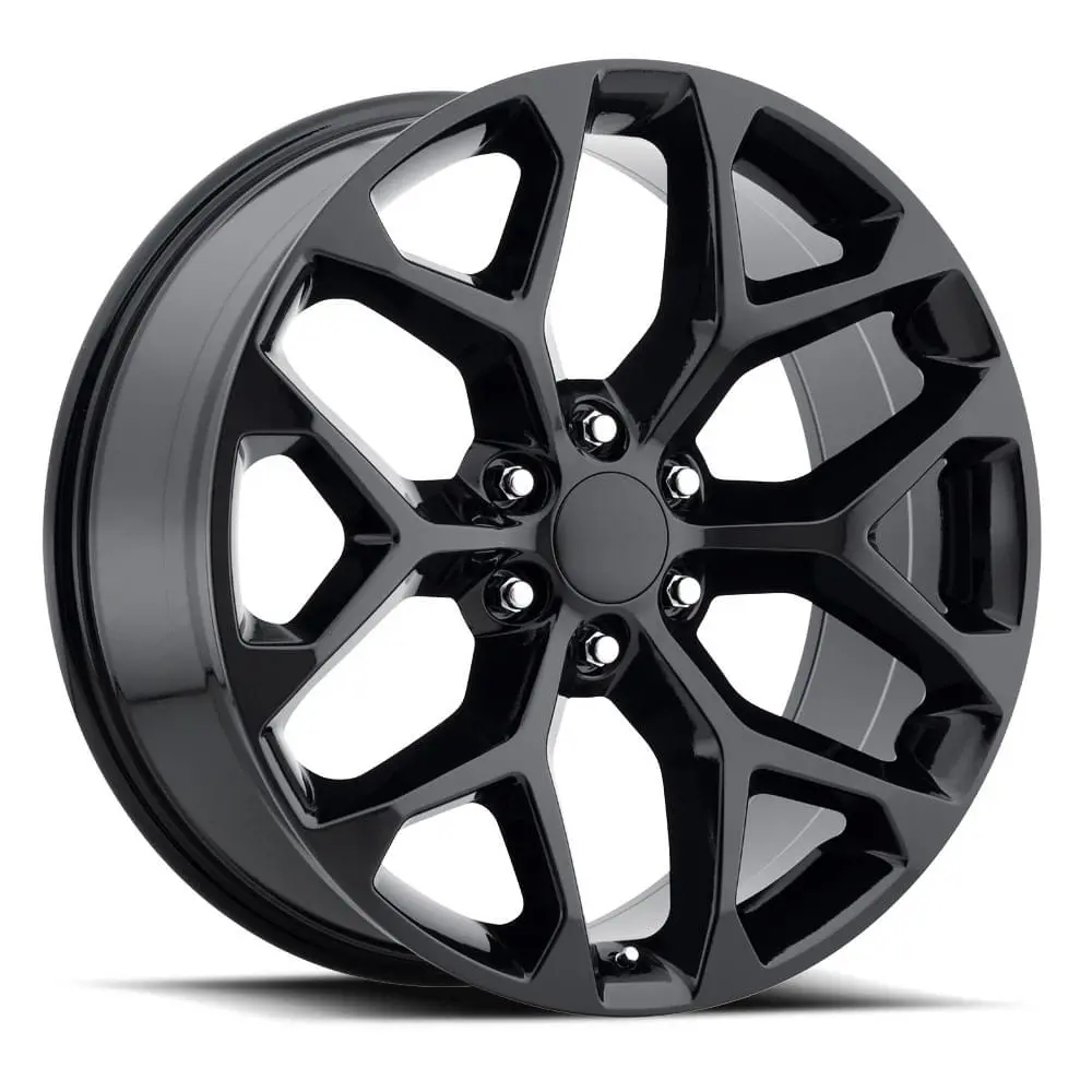 24X10 Gloss Black Snowflake Chevy Silverado Oe Replica Wheels (6X5.5 / +24Mm Offset) 1