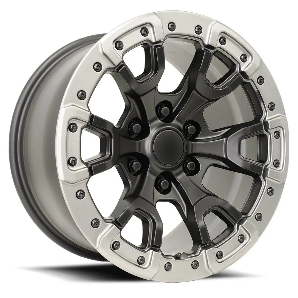 17X9 Satin Black / Gray Ring Oem Replica Rims (Fr99, 6X139.7, +18 Offset) 1