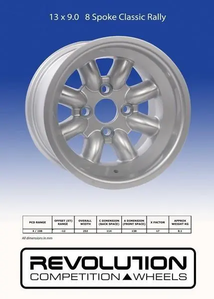 13 X 9.0 8 Spoke Escort Group 4 Silver Et-12 1
