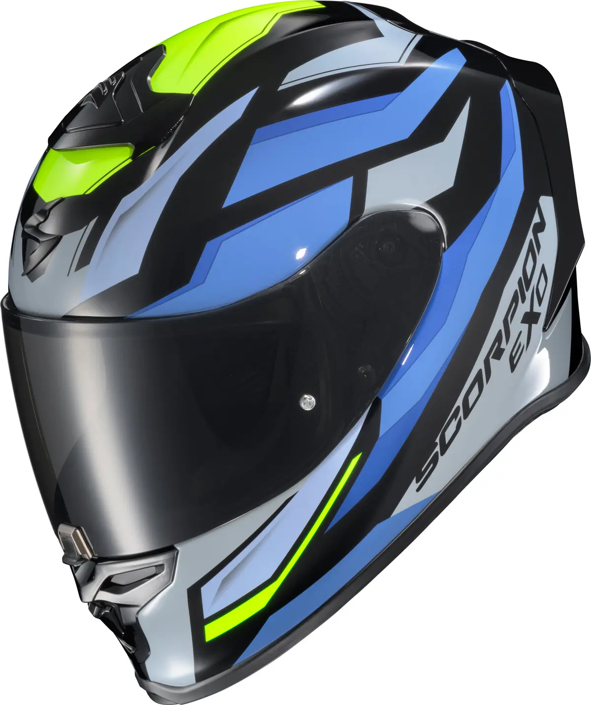Scorpion Exo R1 Air Full Face Helmet Raven Black/Blue/Hi Viz - Part Number R1-2307 1