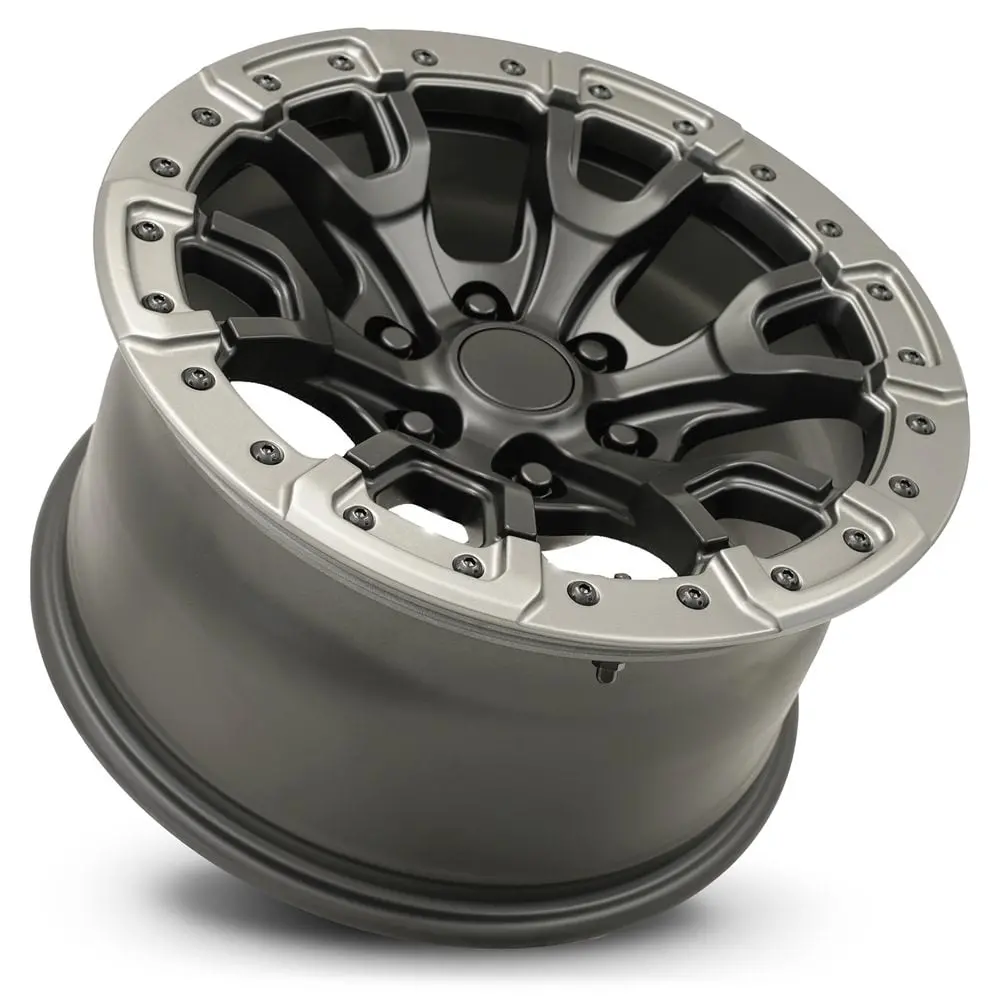 17X9 Satin Black / Gray Ring Ford Bronco Replica Wheels (Fr99, 6X135, +18 Offset) 2