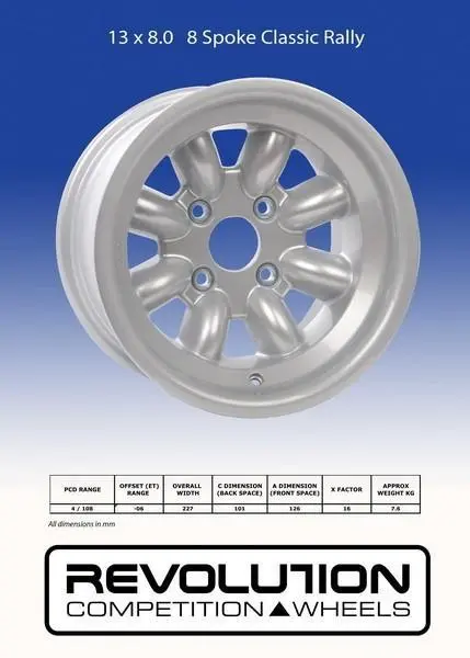 13 X 8.0 8 Spoke Escort Group 4 Silver Et-12 1