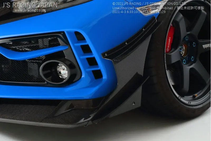 J's Racing Carbon Front Twin Canards / Side Wing Civic Type R Fk8 1