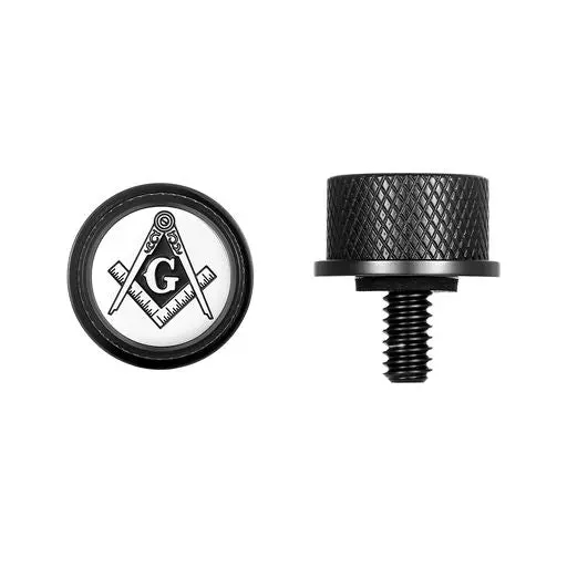 Figurati Designs Custom Stainless-Steel In Black Masonic Emblem Universal Seat Screw 1