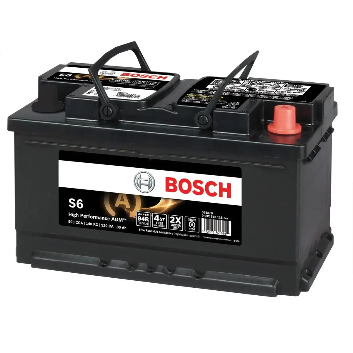 Bosch S6 AGM Flat-Plate Battery – Group Size 94R (H7/L4), Start-Stop Compatible for BMW 7 Series & Audi A8