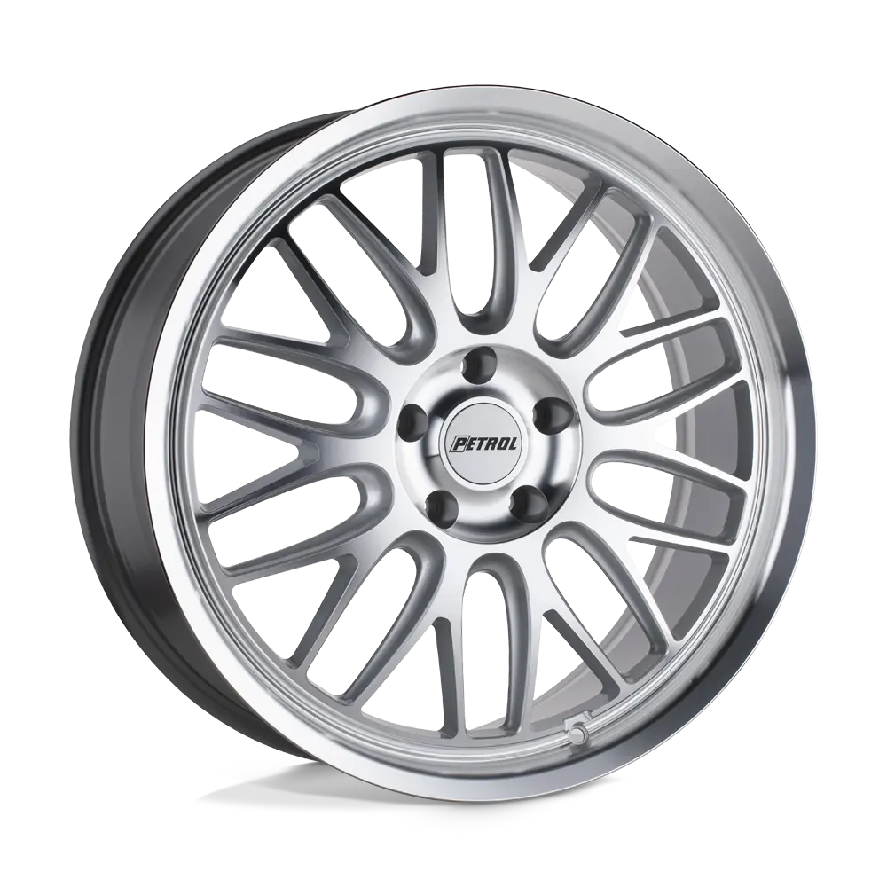 20X8.5 Silver W/ Machined Face & Lip 40Mm Petrol Wheel 1
