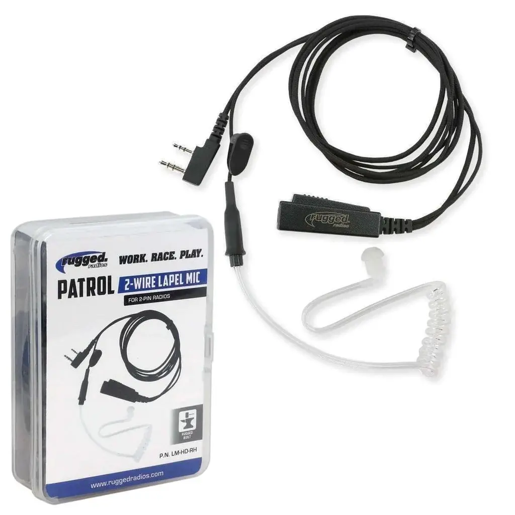 Rugged Radios 2-Wire Lapel Mic With Acoustic Ear Tube For Rugged Handheld Radios × 4 1