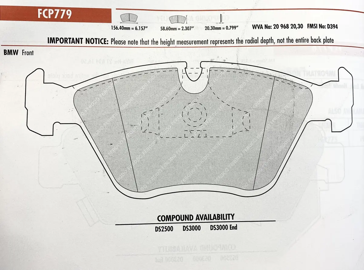 Ferodo Fcp779 Brake Pads Ds3000 Endurance 1