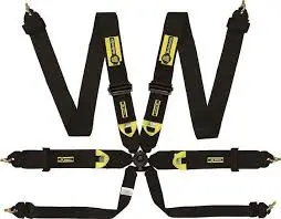 Monza FIA 6-Point HANS-Compatible Camlock Harness – 3-Inch Webbing, Quick-Release Top Adjuster, Available in Blue, Red, or Black (Certified Through 2031 + 5-Year Validity)