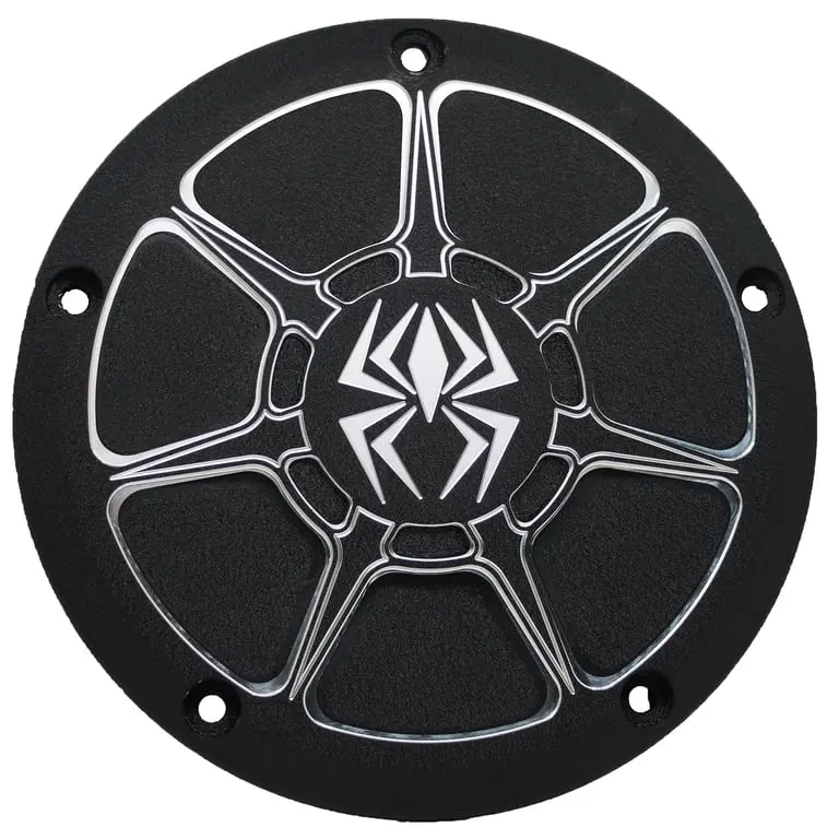 Rekluse Derby Cover – Black Wrinkle – Harley (Check Model) 1
