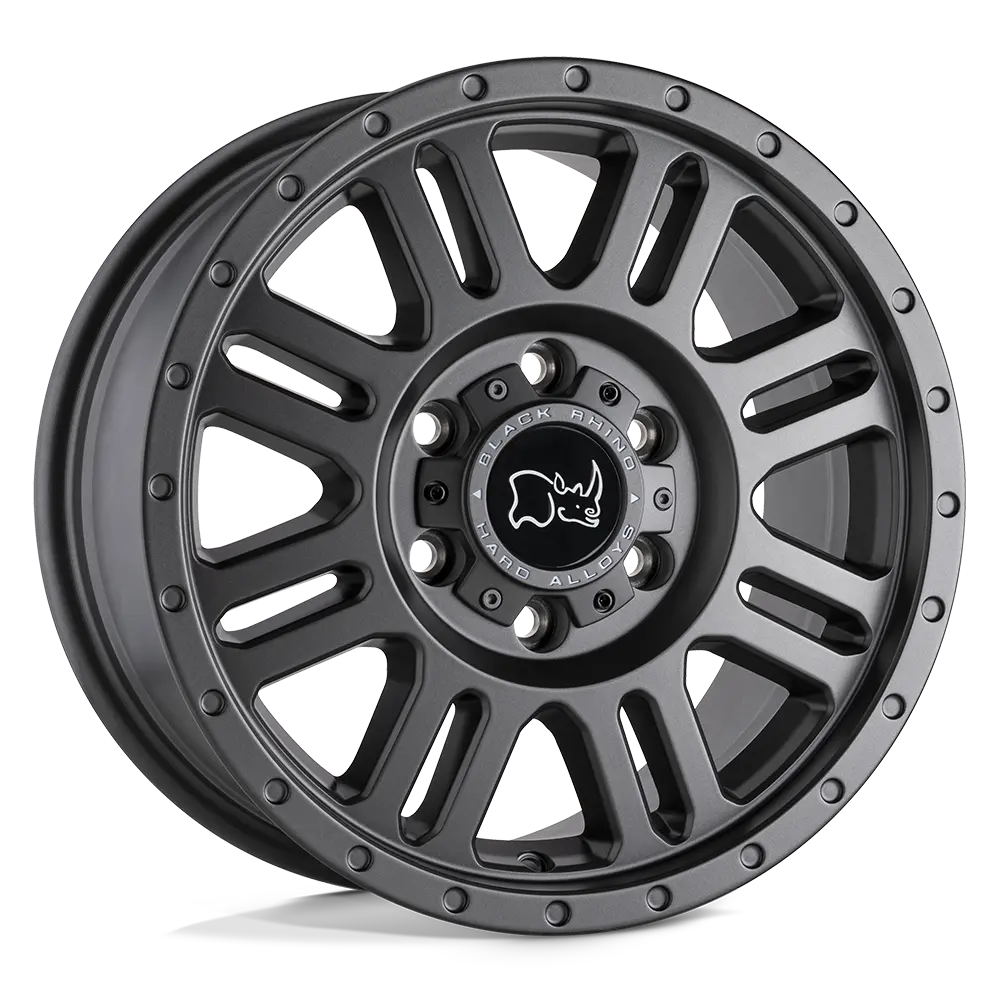 17X8 Matte Gunmetal 38Mm Black Rhino Wheel 1